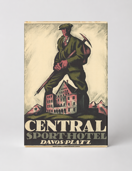 Central Sport Hotel Davos Platz - Vintage Swiss Travel Poster Canvas Wall Art