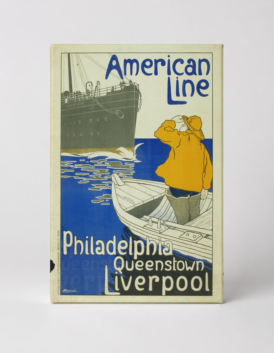 American Line Philadelphia to Liverpool 1900 - Vintage Shipping Poster Wall Art