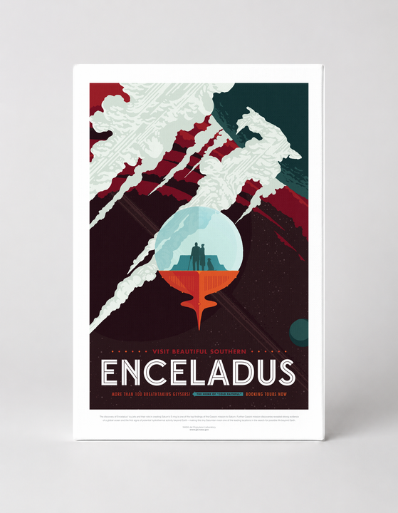 Visit Enceladus NASA Space Travel Vintage Poster Canvas Wall Art