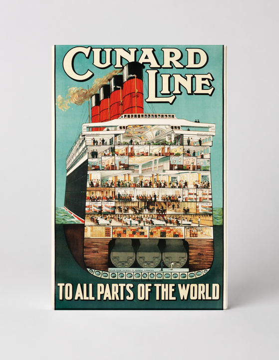 Cunard Line To All Parts of the World - Vintage Travel Poster Wall Art