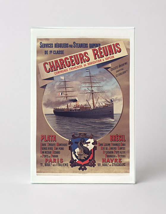 Chargeurs Réunis French Steamship Line 1890s Vintage Travel Poster Canvas Wall Art