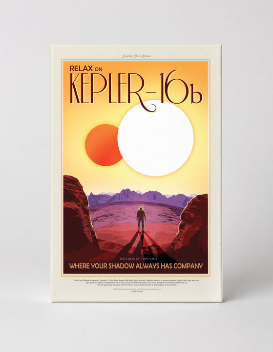 Kepler-16b NASA Exoplanet Travel Poster - Vintage Space Wall Art