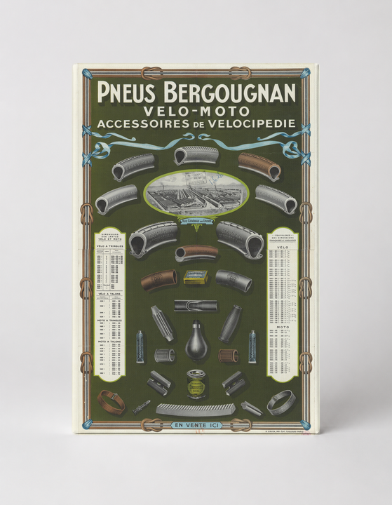 Pneus Bergougnan Vélo-Moto 1900s - Vintage French Bicycle Tire Advertising Poster Wall Art