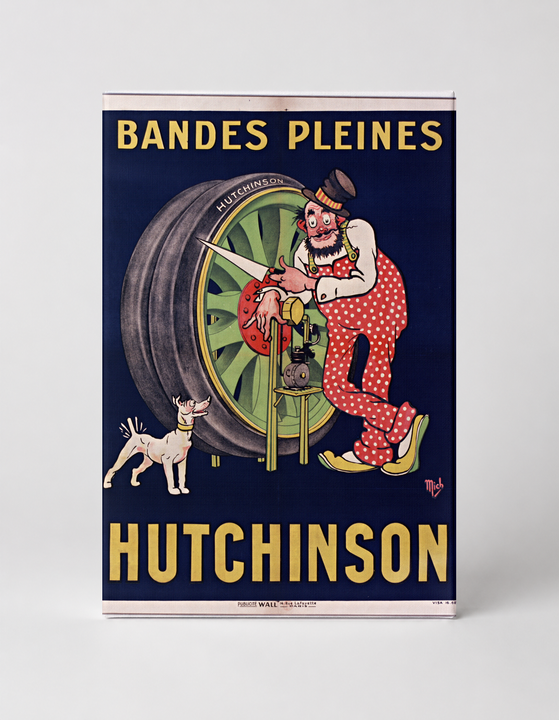 Bandes Pleines Hutchinson 1900s - Vintage French Tire Advertising Poster Canvas Wall Art