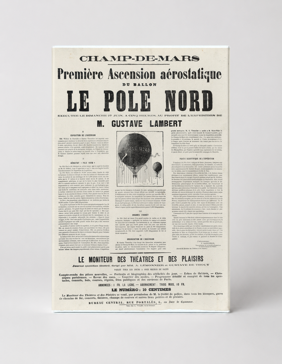 Le Pole Nord Balloon 1870s French Aeronautic Vintage Poster Wall Art