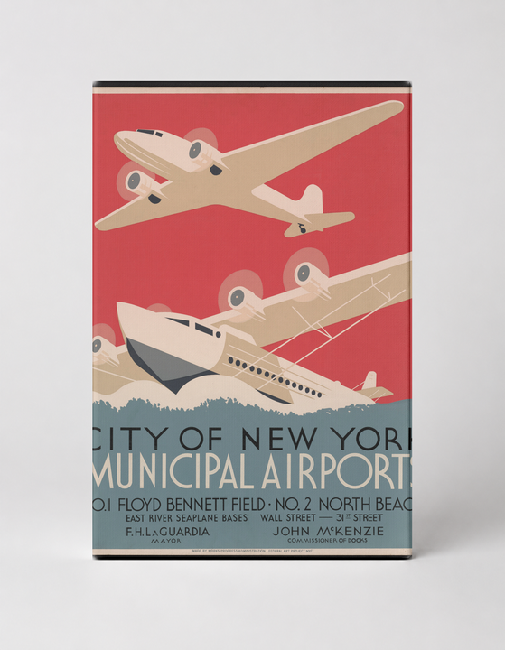 City of New York Municipal Airports 1937 - Art Deco Vintage Poster Wall Art