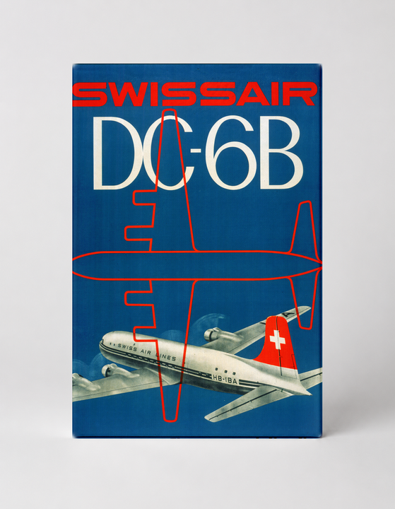 Swissair DC-6B Vintage Aviation Poster - Mid-Century Travel Wall Art