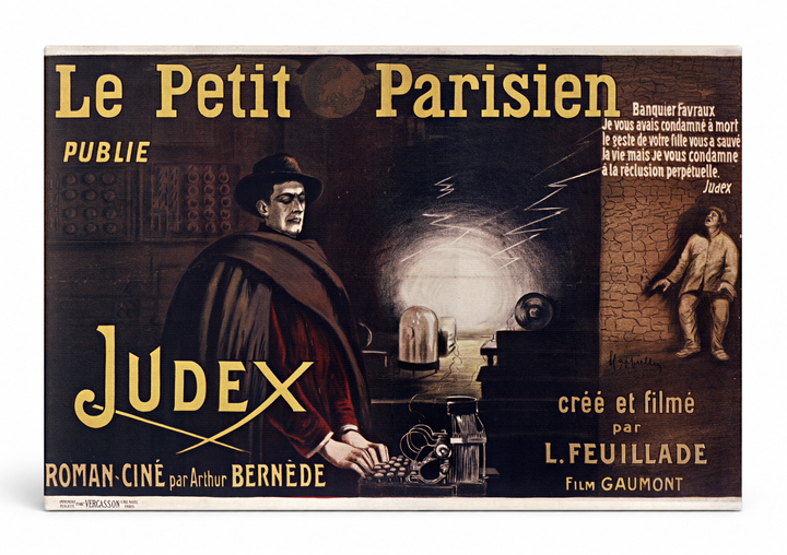 Judex Le Petit Parisien 1916 - Vintage French Cinema Poster Wall Art