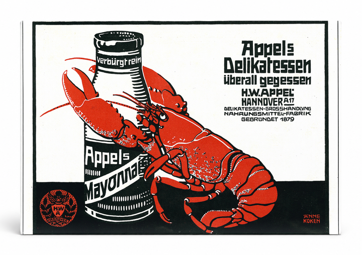 Appels Mayonnaise Lobster 1910s - Vintage German Advertising Poster Wall Art
