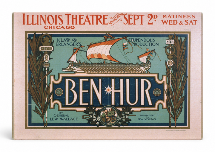 Ben-Hur Illinois Theatre 1899 - Vintage Theatre Poster Canvas Wall Art