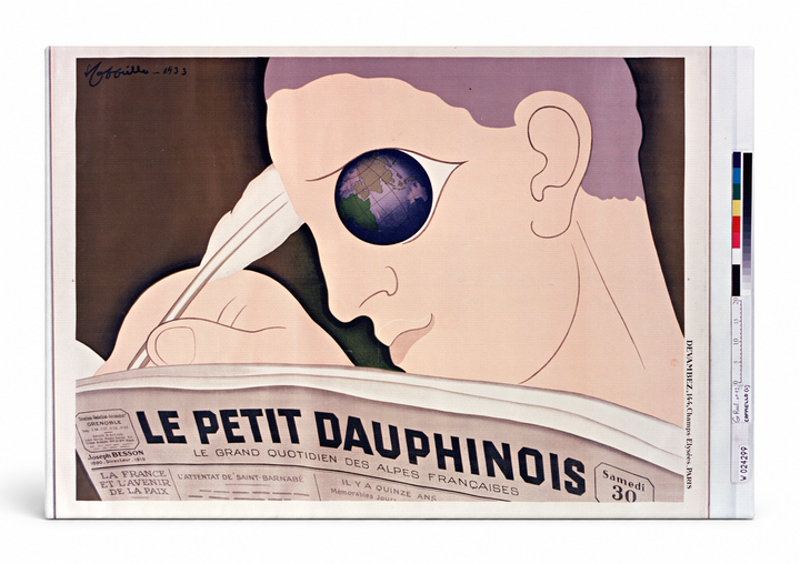 Le Petit Dauphinois 1933 - Art Deco French Newspaper Vintage Poster Wall Art
