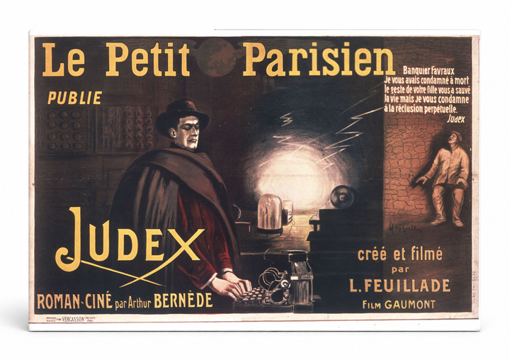 Judex Le Petit Parisien 1916 - Vintage French Cinema Poster Wall Art