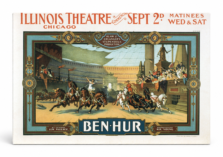 Ben-Hur Illinois Theatre 1899 - Vintage Theatre Poster Canvas Wall Art
