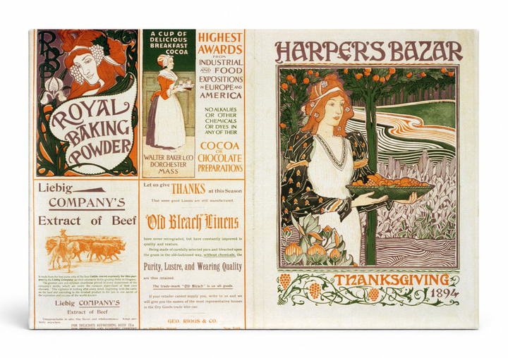 Harper's Bazar Thanksgiving 1894 - Victorian Vintage Poster Wall Art