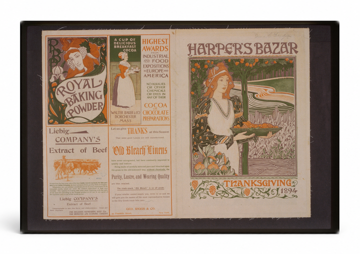 Harper's Bazar Thanksgiving 1894 - Victorian Art Nouveau Vintage Poster Wall Art