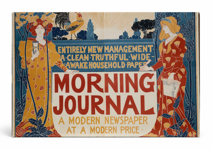 Morning Journal 1898 - Art Nouveau Vintage Newspaper Poster Wall Art