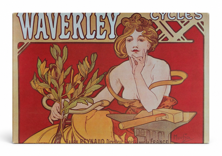 Waverley Cycles 1898 - Art Nouveau Vintage Poster Canvas Wall Art