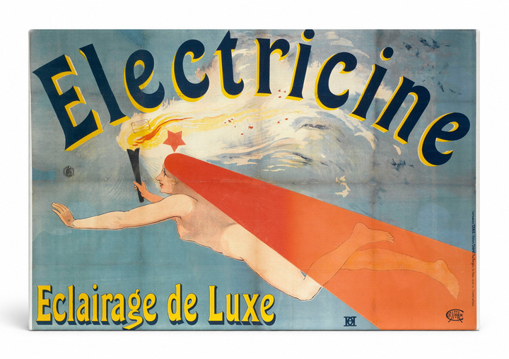 Electricine Eclairage de Luxe 1900s - Belle Époque Vintage Poster Wall Art