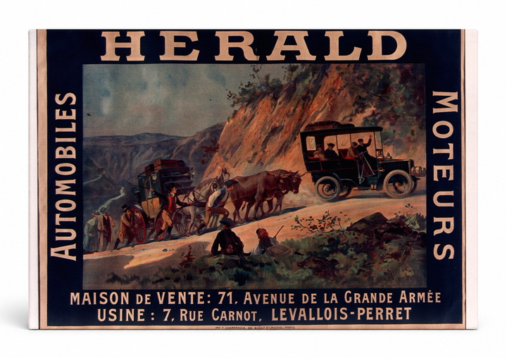 Herald Automobiles 1900s - Antique French Car Advertising Vintage Poster Wall Art