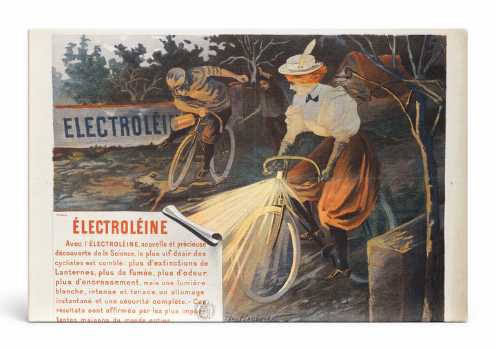 Électroléine 1900 Bicycle Lamp Ad - Belle Époque Vintage Poster Wall Art