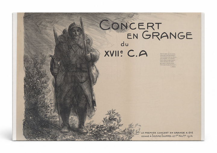 Concert en Grange du XVIIe C.A 1916 - WWI Vintage French Military Poster Wall Art