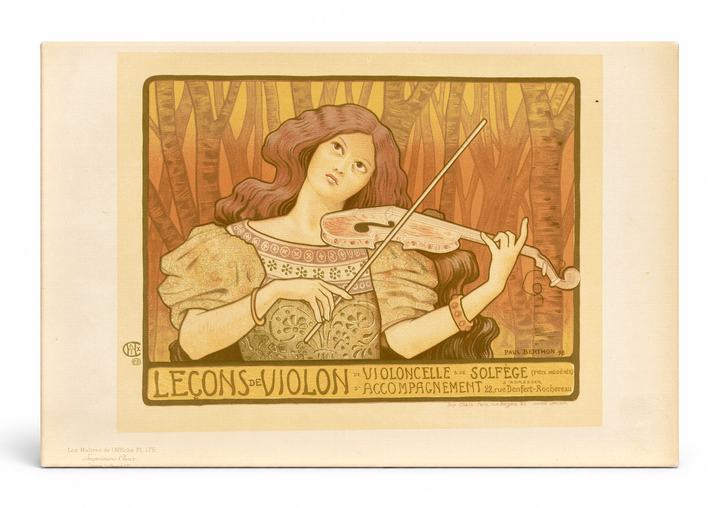 Leçons de Violon 1898 - Art Nouveau Vintage Poster Canvas Wall Art