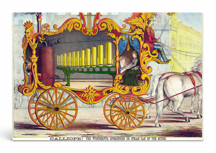 Calliope Steam Car of the Muses European Zoological Association - Victorian Circus Vintage Poster Wall Art