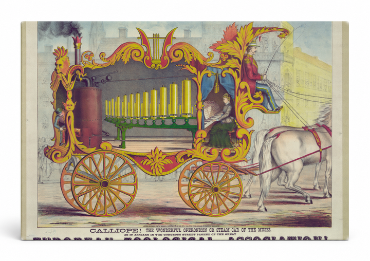 Calliope Steam Car European Zoological Association 1870s Vintage Circus Poster Wall Art