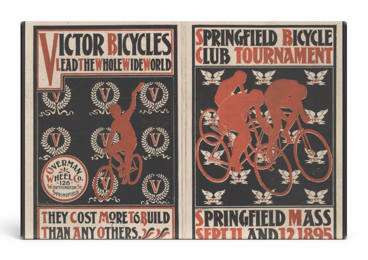 Victor Bicycles & Springfield Bicycle Club Tournament 1895 - Vintage Poster Wall Art