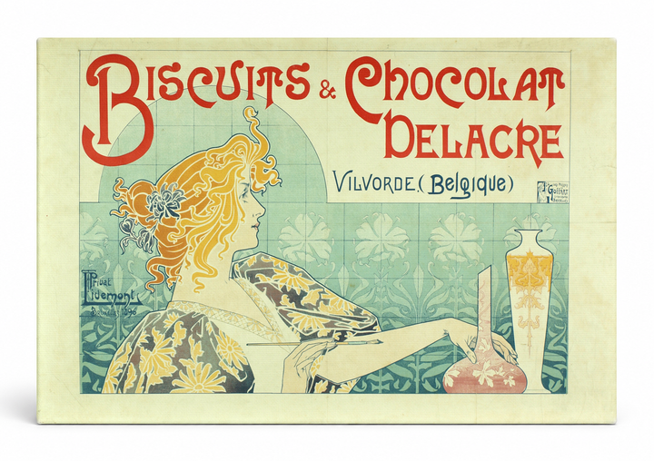 Biscuits & Chocolat Delacre 1894 - Art Nouveau Vintage Poster Wall Art