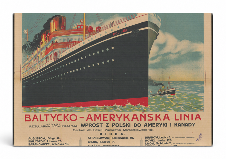 Baltycko-Amerykanska Linia Polonia Ocean Liner 1920s Vintage Poster Wall Art