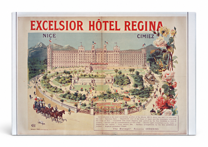 Excelsior Hotel Regina Nice Cimiez 1890s - Belle Époque Vintage Travel Poster Wall Art