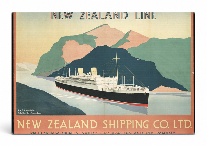 New Zealand Line Shipping Co 1930s - Art Deco Vintage Travel Poster Wall Art