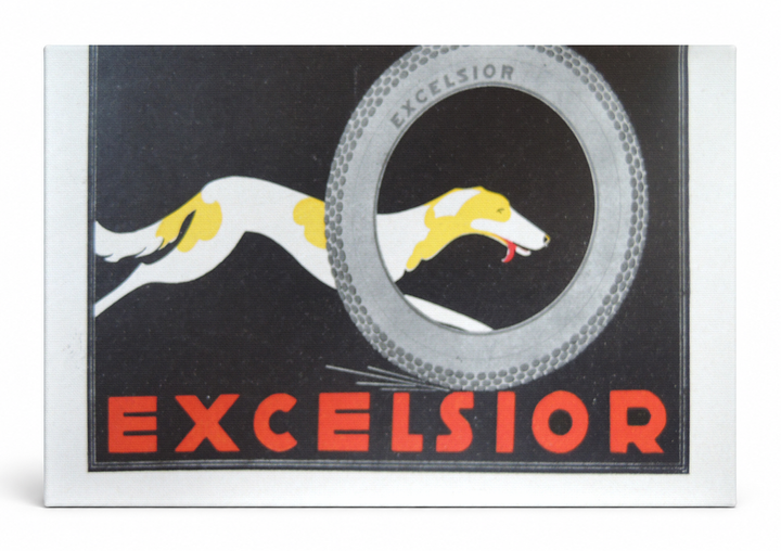 Excelsior Tires Greyhound 1920s - Art Deco Vintage Poster Wall Art