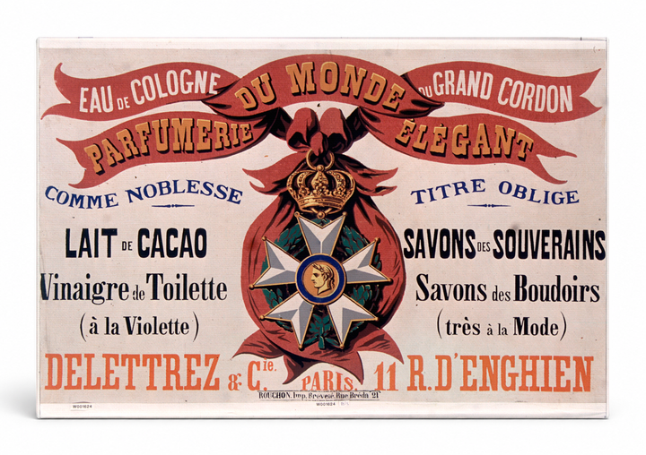 Eau de Cologne du Monde Grand Cordon 1880s - Victorian French Perfumery Vintage Poster Wall Art