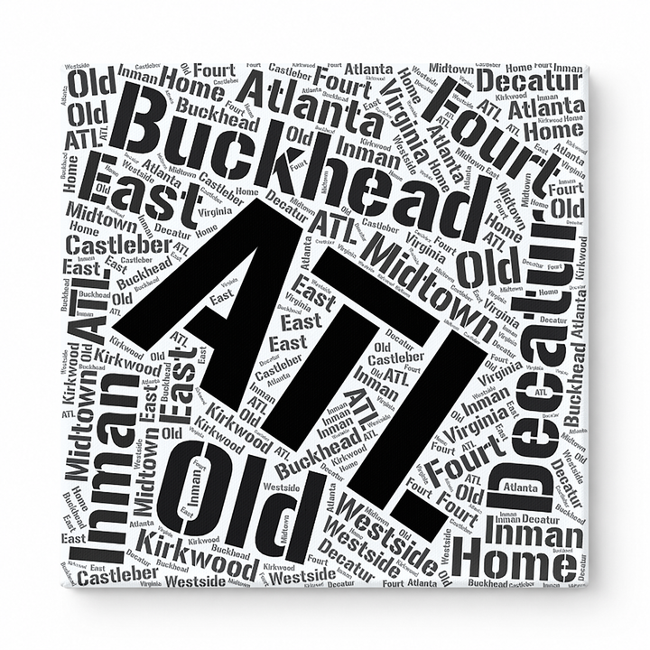 Atlanta Neighborhoods Word Art — Black