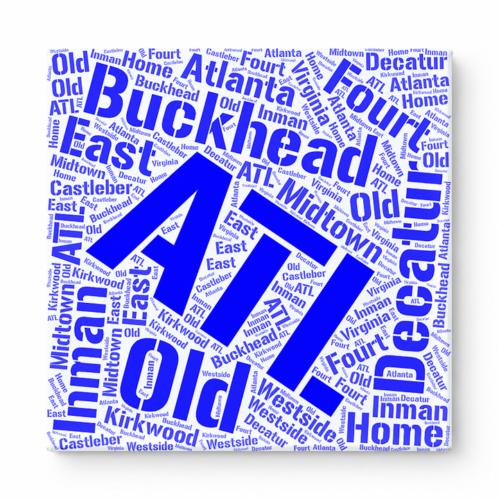 Atlanta Neighborhoods Word Art — Blue