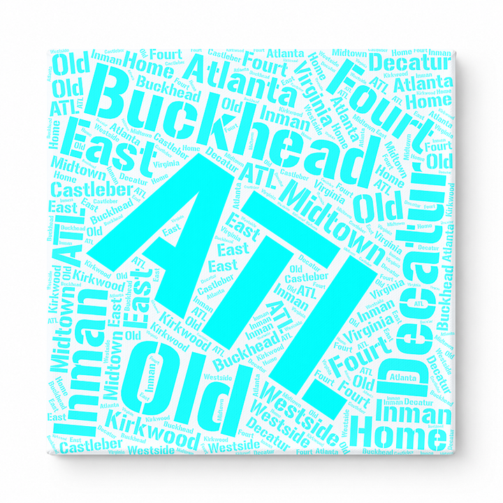 Atlanta Neighborhoods Word Art — Cyan