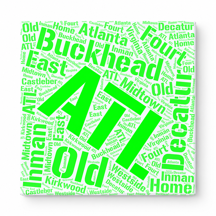 Atlanta Neighborhoods Word Art — Green