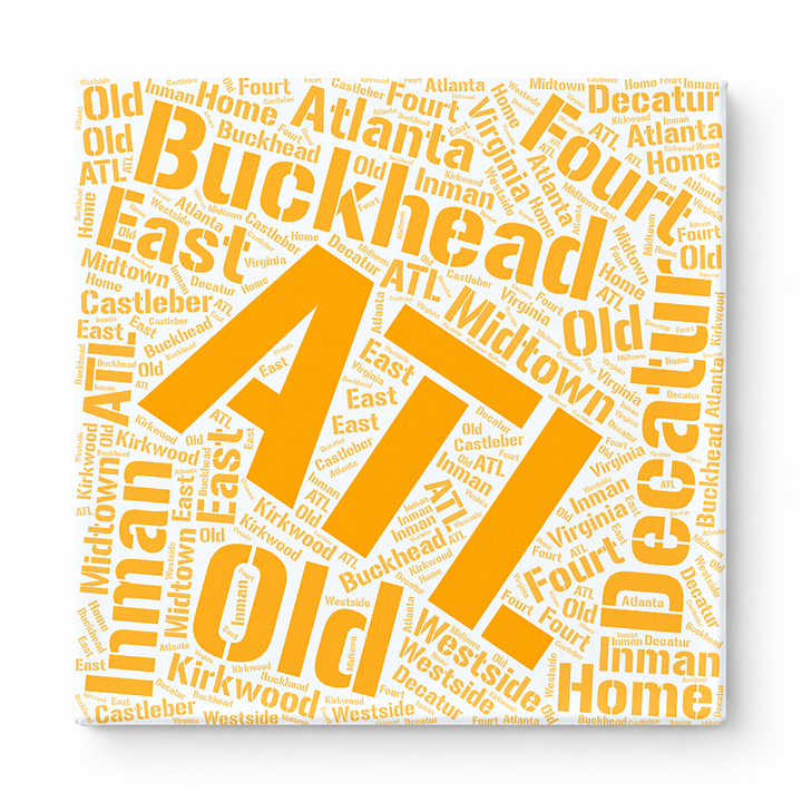 Atlanta Neighborhoods Word Art — Orange