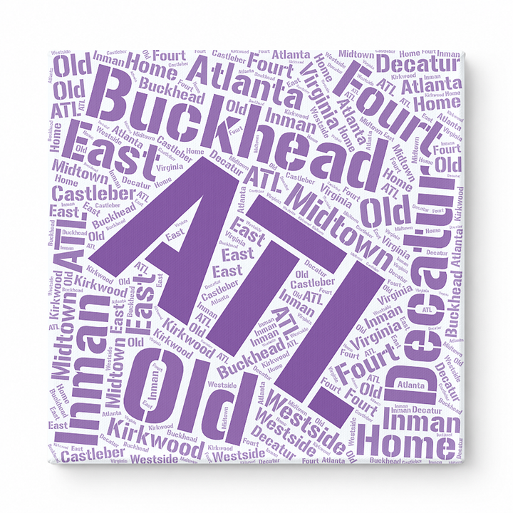 Atlanta Neighborhoods Word Art — Purple