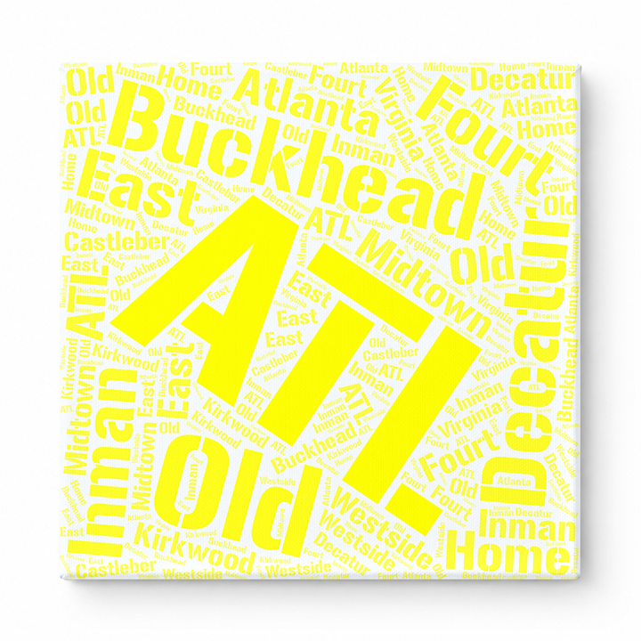 Atlanta Neighborhoods Word Art — Yellow