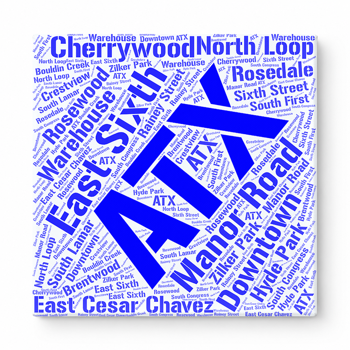 Austin Neighborhoods Word Art — Blue