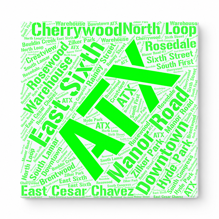Austin Neighborhoods Word Art — Green
