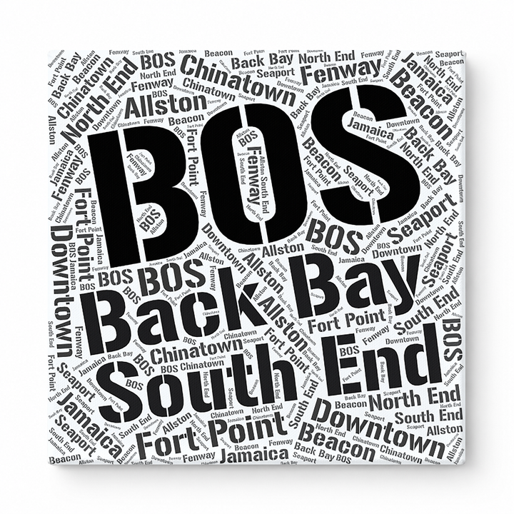 Boston Neighborhoods Word Art — Black