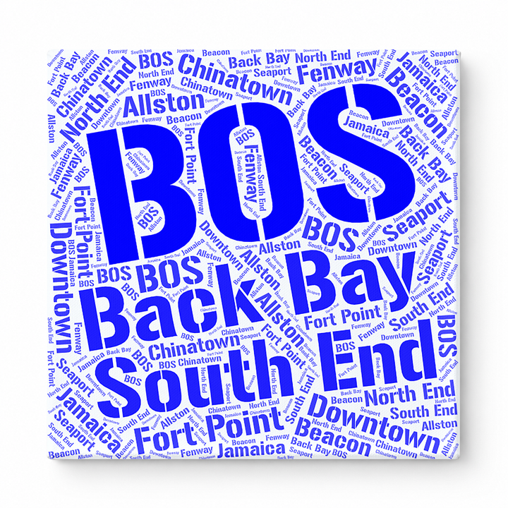 Boston Neighborhoods Word Art — Blue