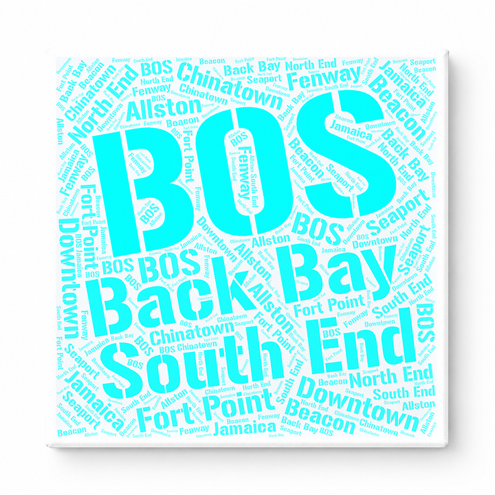 Boston Neighborhoods Word Art — Cyan