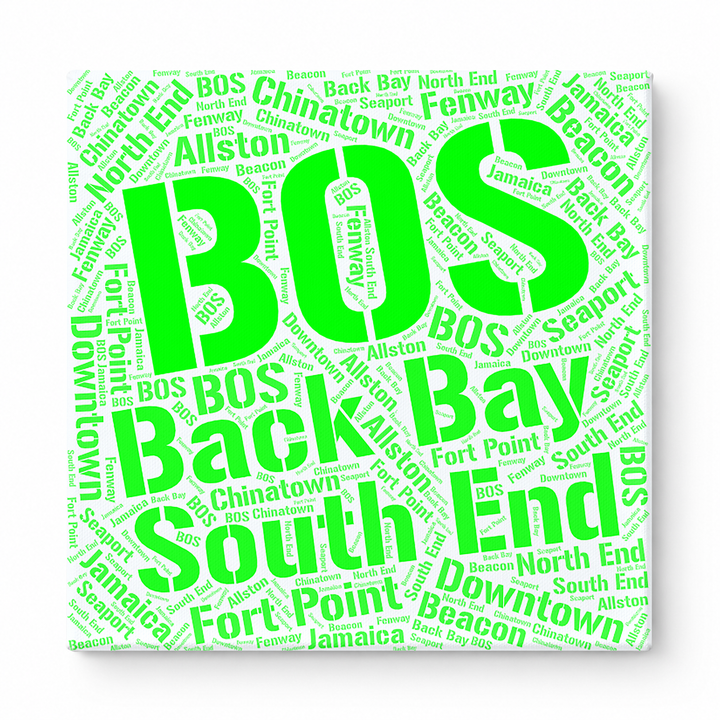 Boston Neighborhoods Word Art — Green