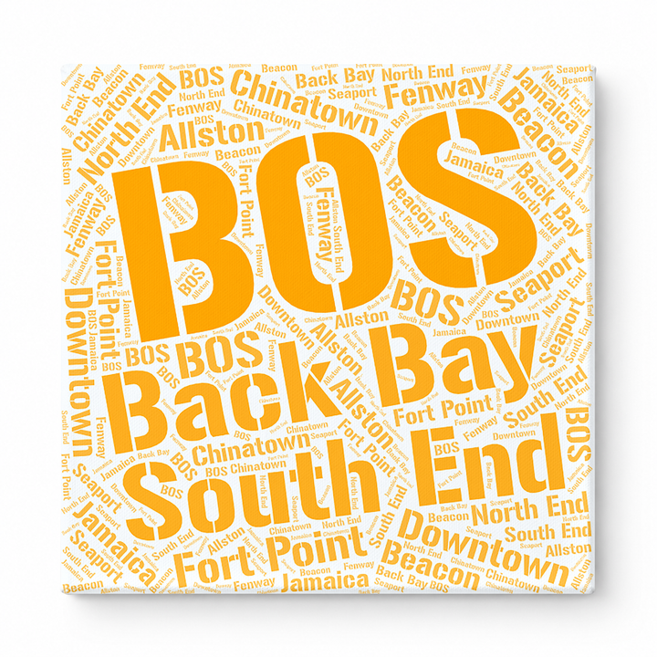 Boston Neighborhoods Word Art — Orange