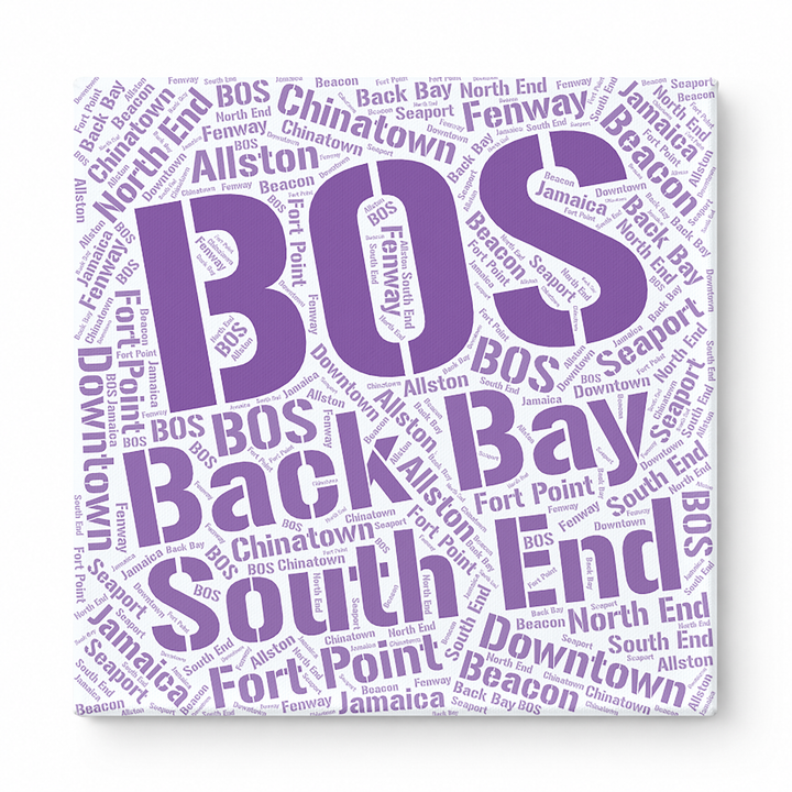 Boston Neighborhoods Word Art — Purple